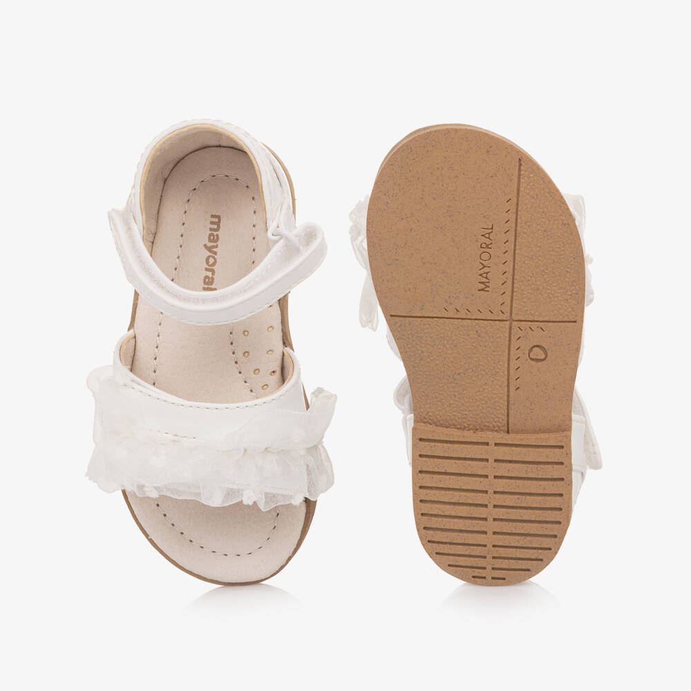 Mayoral-Girls Shimmering White Tulle Sandals | Childrensalon Outlet