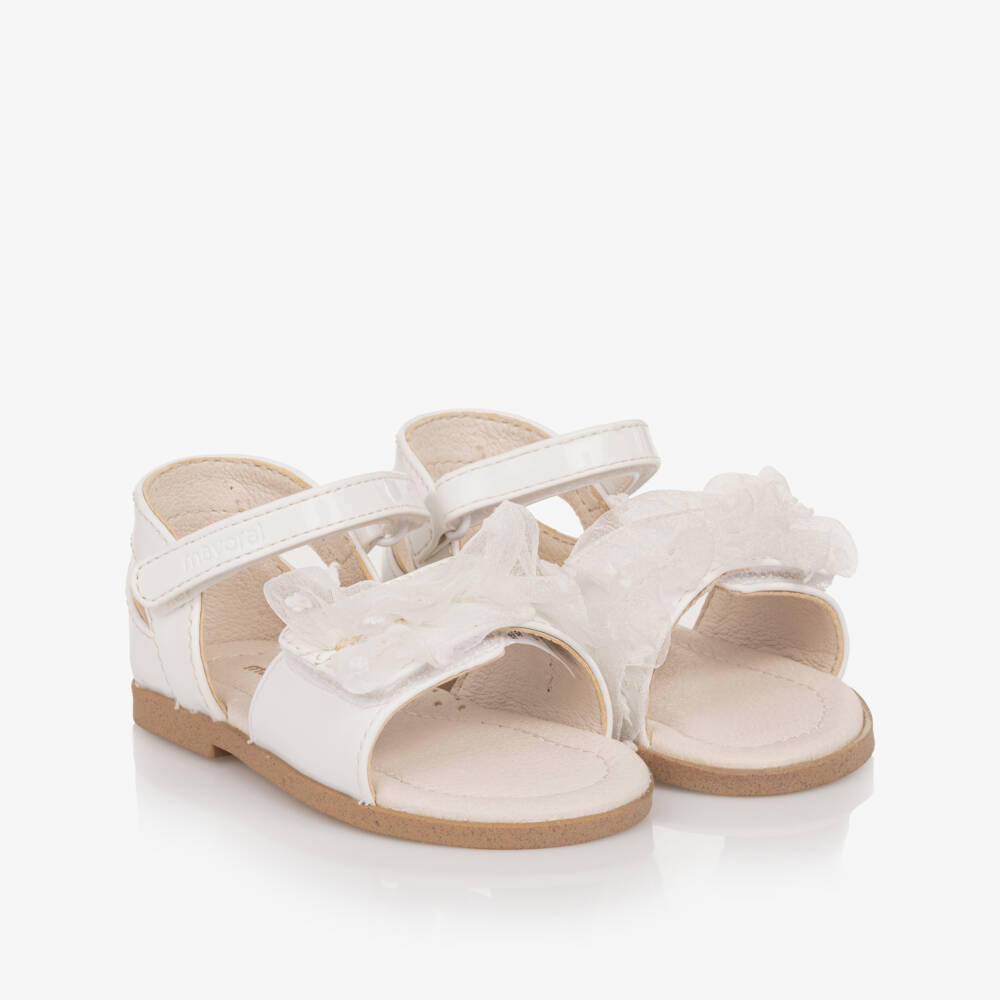 Mayoral-Girls Shimmering White Tulle Sandals | Childrensalon Outlet