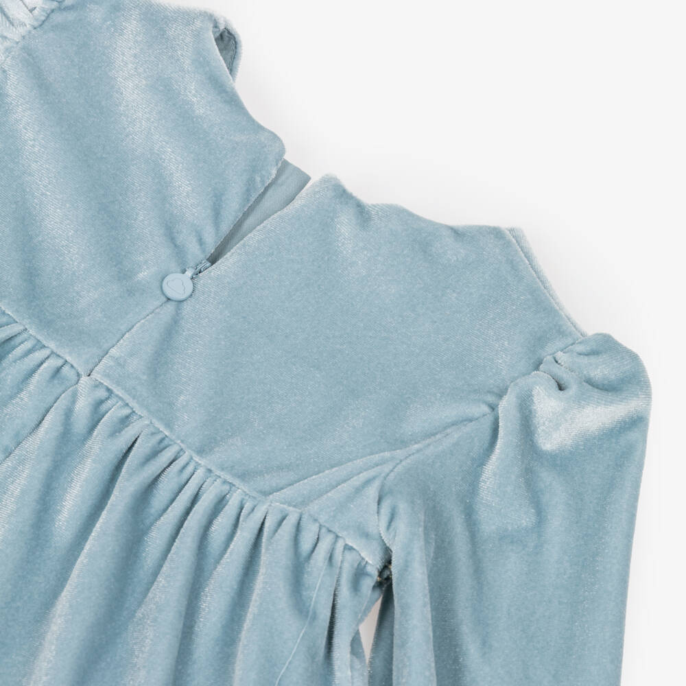 Mayoral-Girls Shimmery Blue Velour Dress Set | Childrensalon Outlet