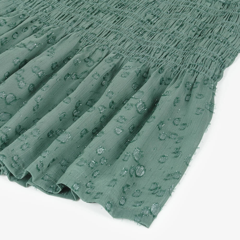 Mayoral-فستان شيفون معدني أخضر للبنات | Childrensalon Outlet