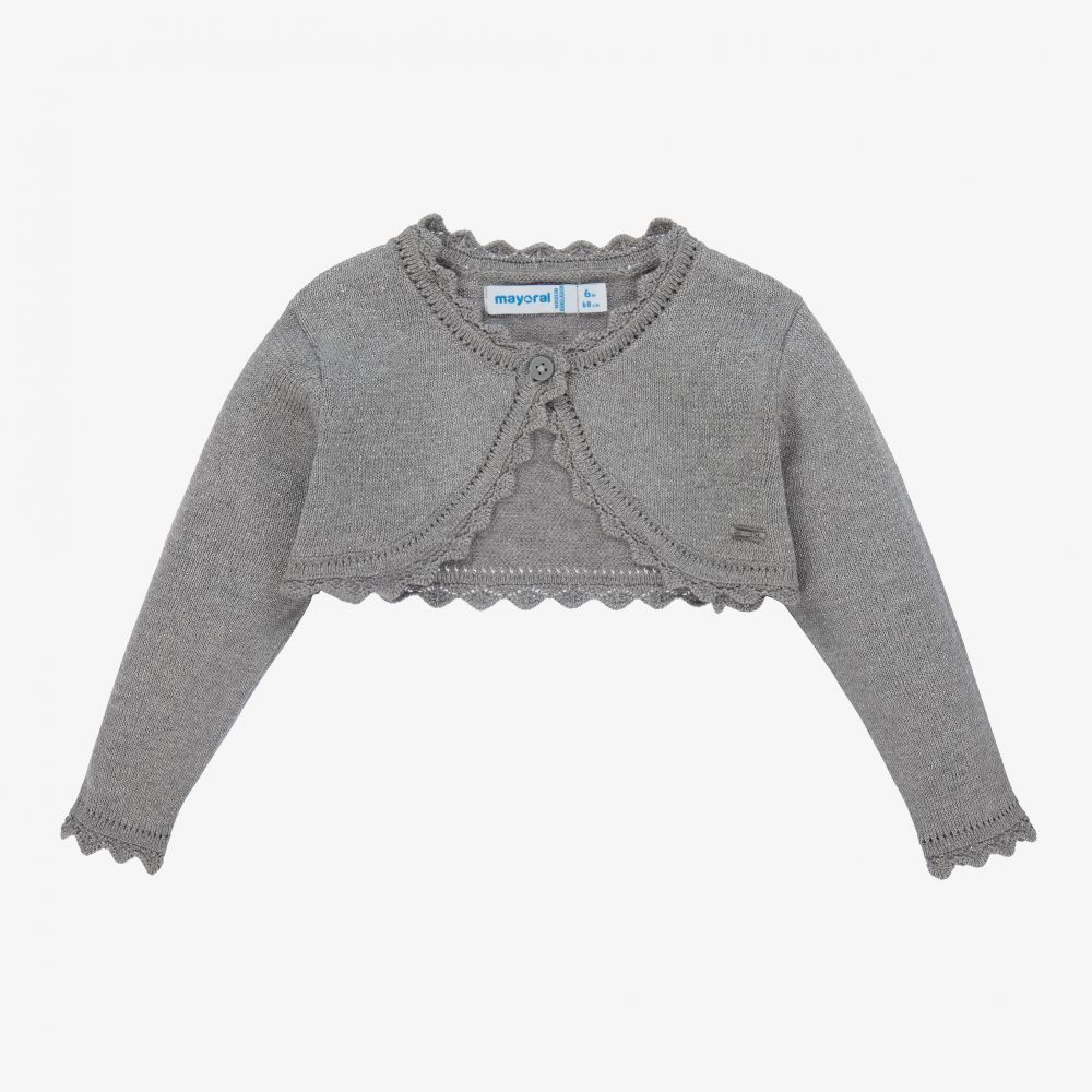 Mayoral - Silberfarbene Bolero-Strickjacke (M) | Childrensalon