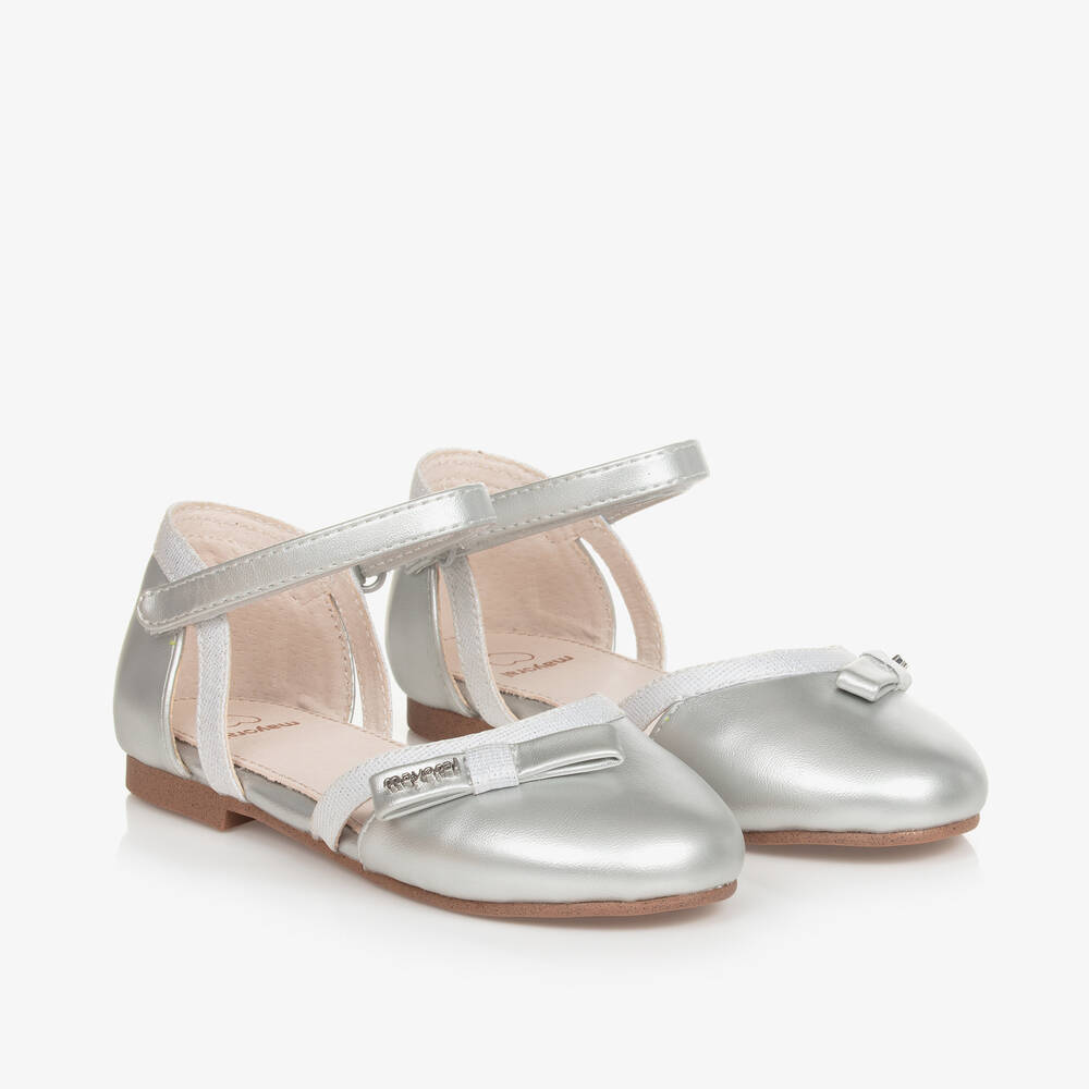 Mayoral-Girls Silver Bow Pumps | Childrensalon Outlet