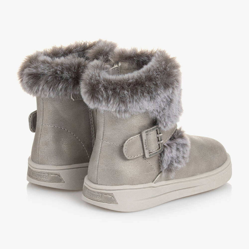Girls grey fur boots 2025