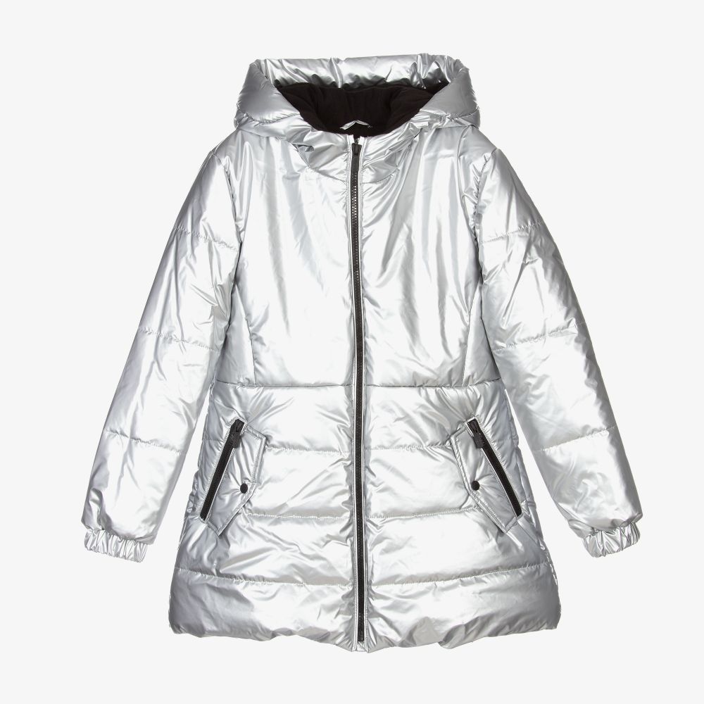 Mayoral - Girls Silver Puffer Coat | Childrensalon