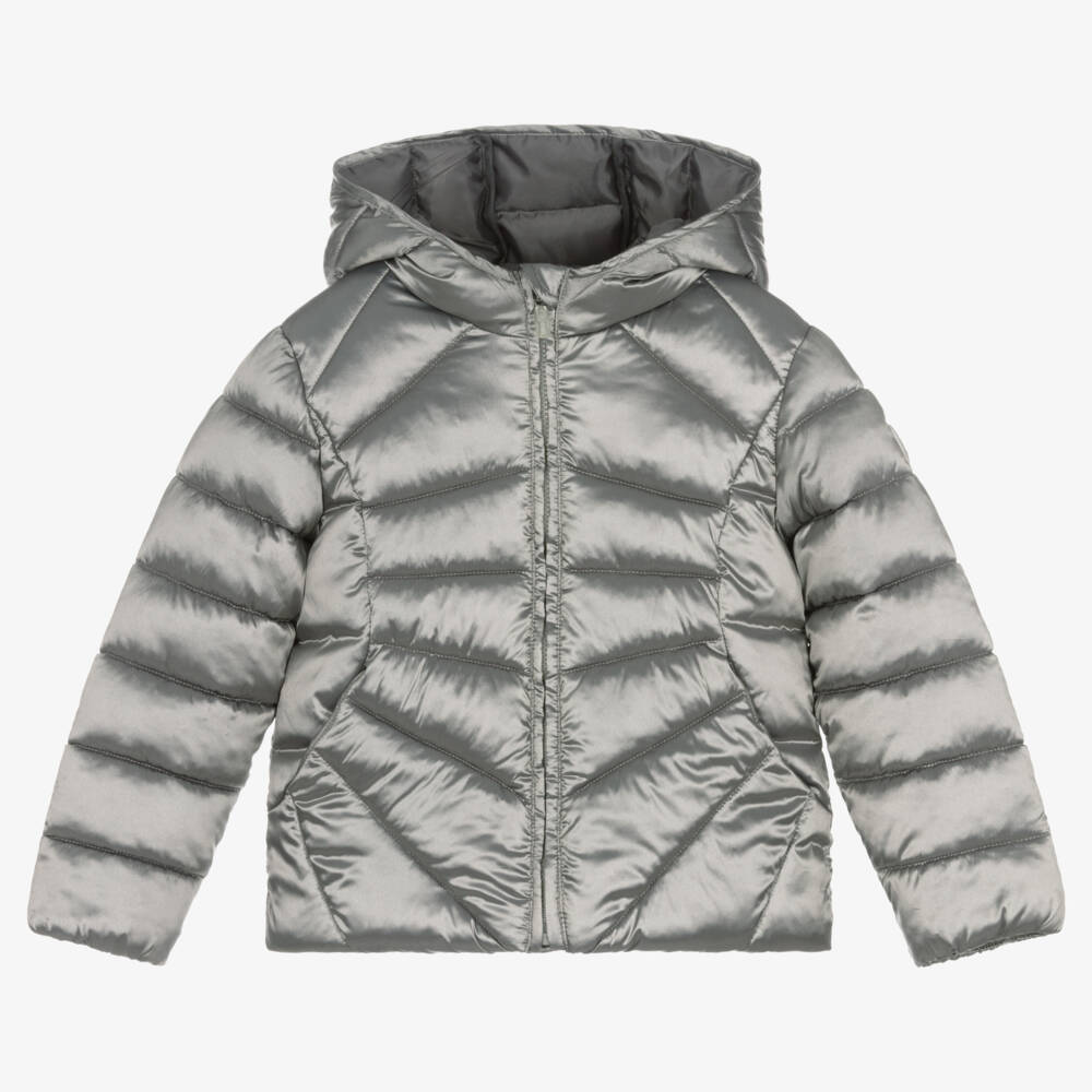 Mayoral-Girls Silver Quilted Jacket | Childrensalon Outlet