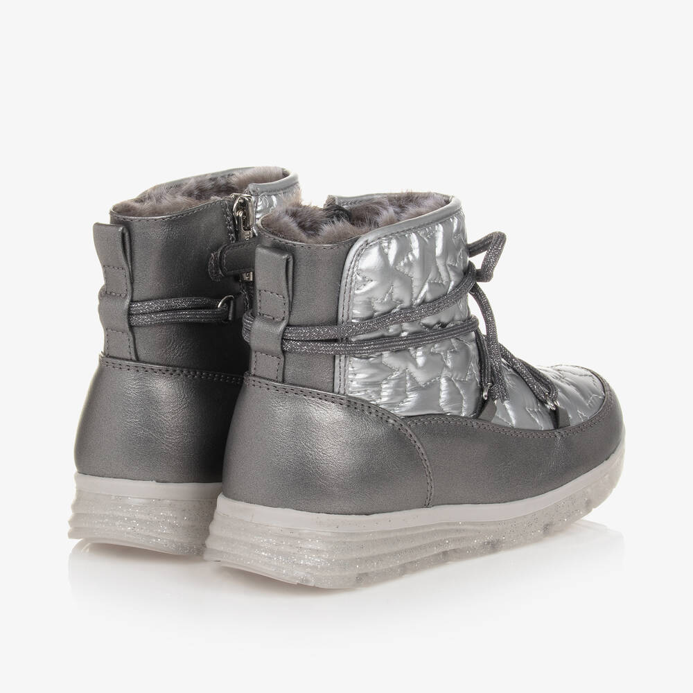Mayoral Girls Silver Star Quilted Snow Boots