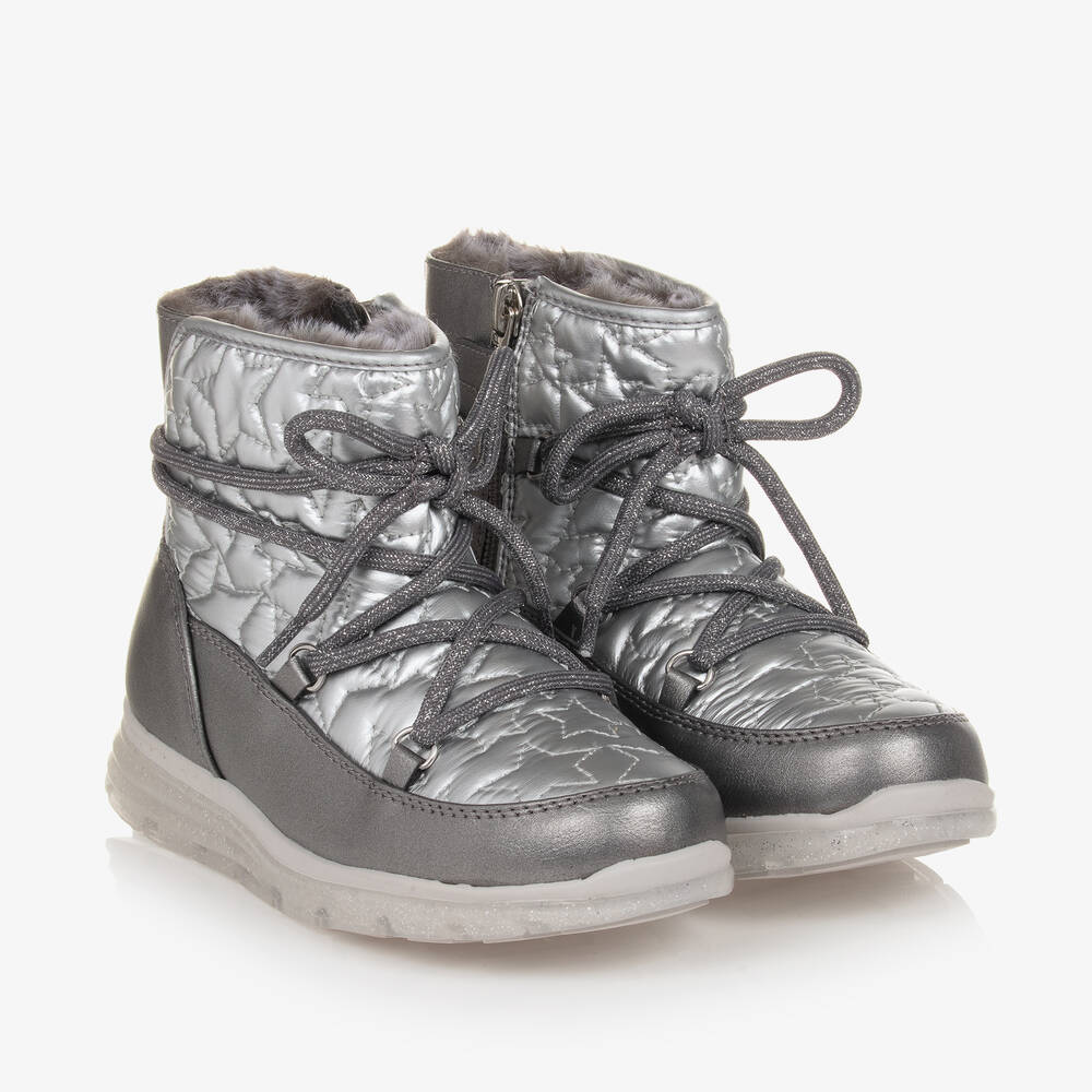Mayoral - Girls Silver Star Quilted Snow Boots | Childrensalon
