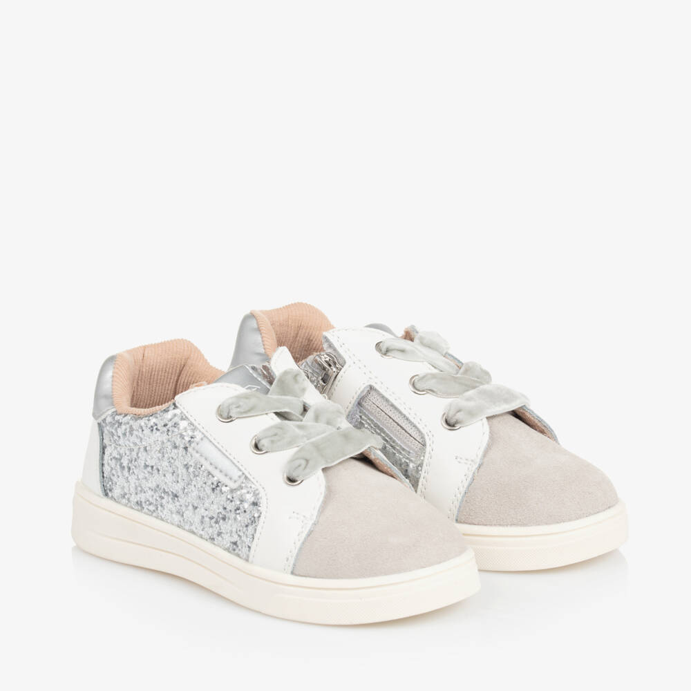 Mayoral-Girls Silver & White Sparkle Trainers | Childrensalon Outlet
