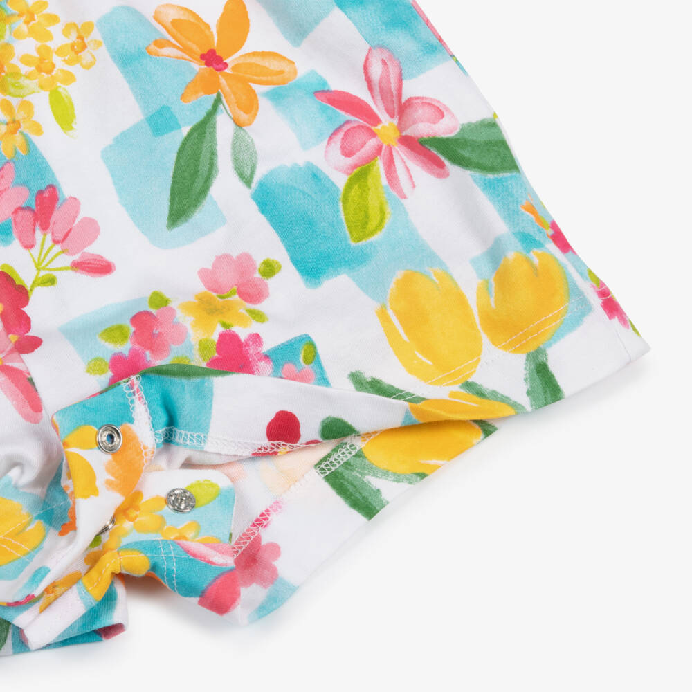 Mayoral-Girls Sky Floral Cotton Romper | Childrensalon Outlet