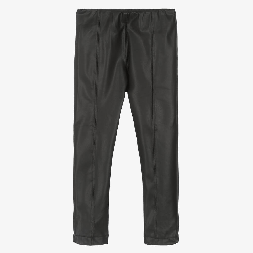 Mayoral-Girls Sleek Black Leatherette Leggings | Childrensalon Outlet