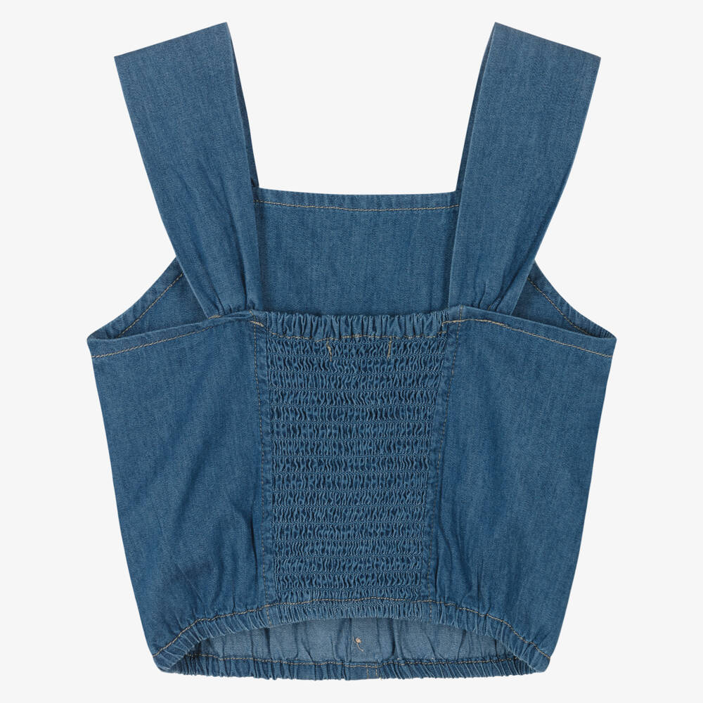 Mayoral-Блузка без рукавов из денима с бантом для девочек | Childrensalon Outlet