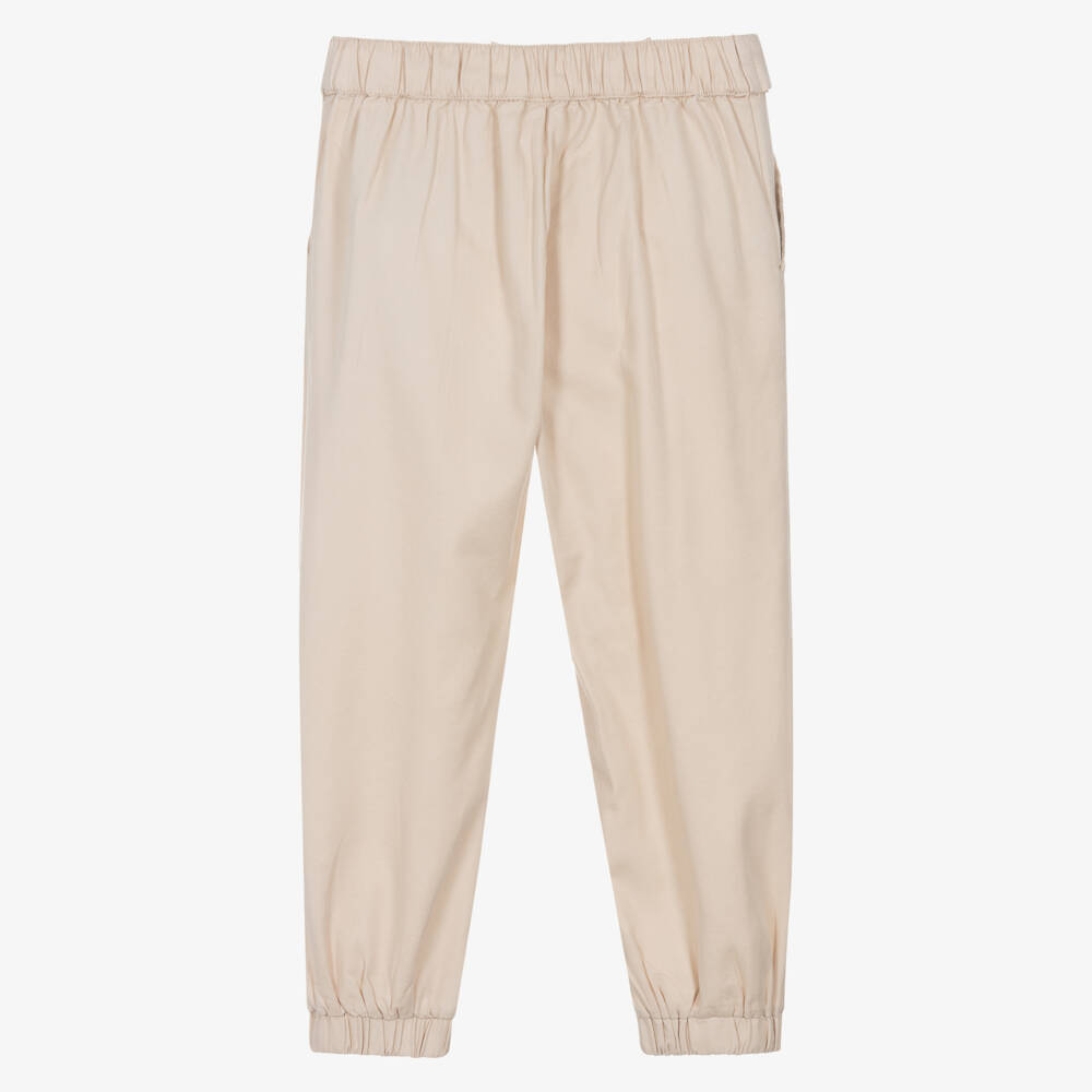 Mayoral-Girls Soft Beige Bow-Tie Trousers | Childrensalon Outlet