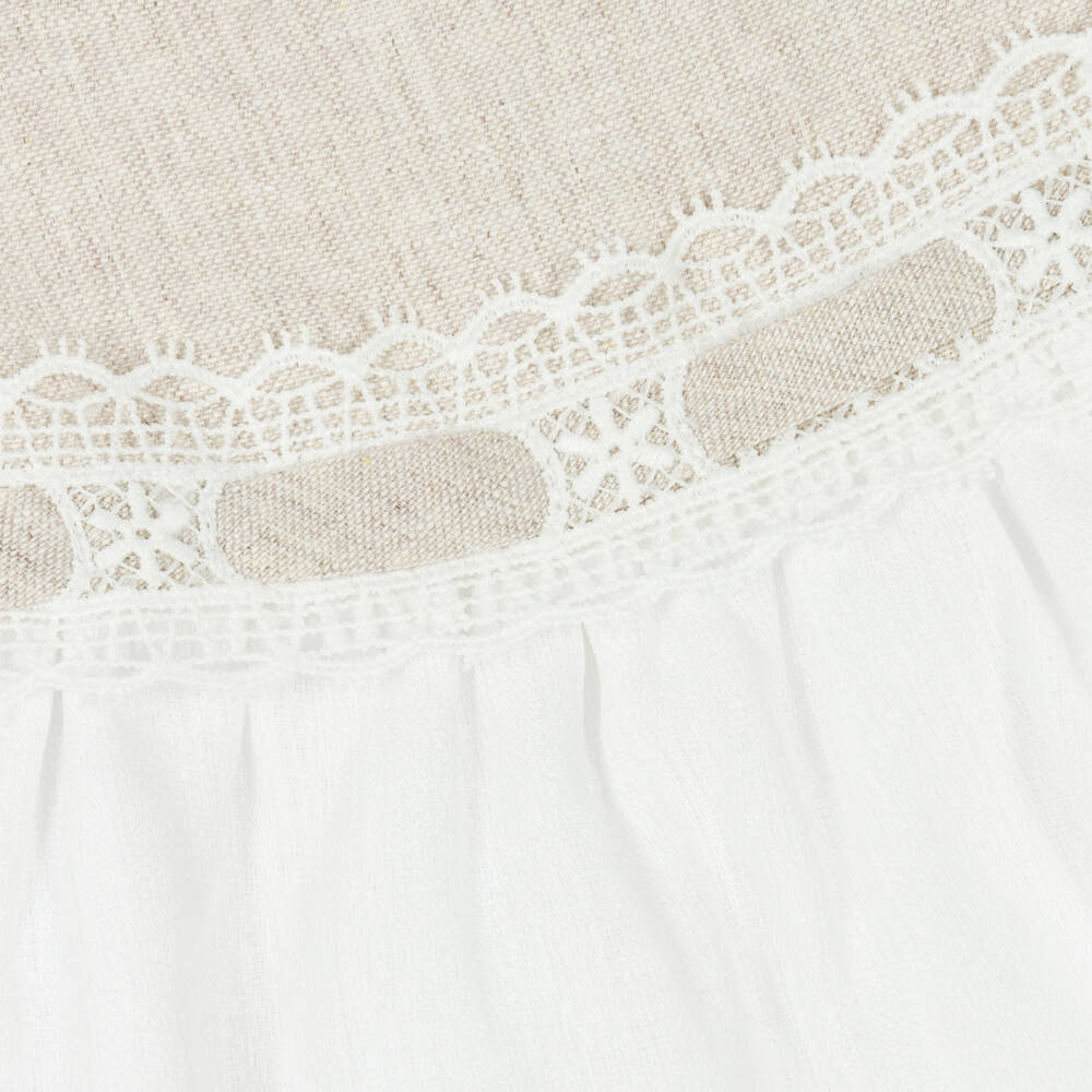 Mayoral Для новорожденных-Платье из мягкого бежевого и кремового льна для девочек | Childrensalon Outlet