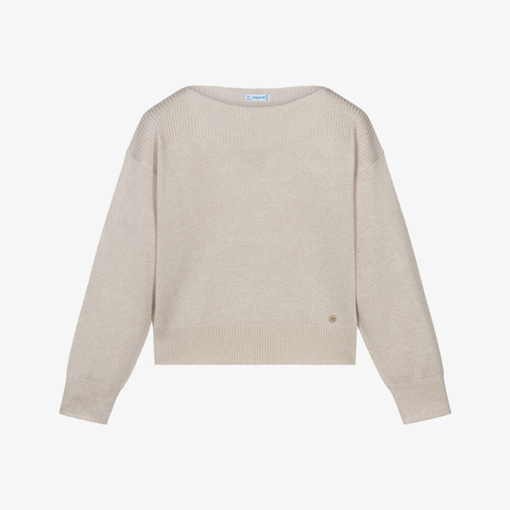 Mayoral-Girls Soft Beige Knit Pullover | Childrensalon Outlet