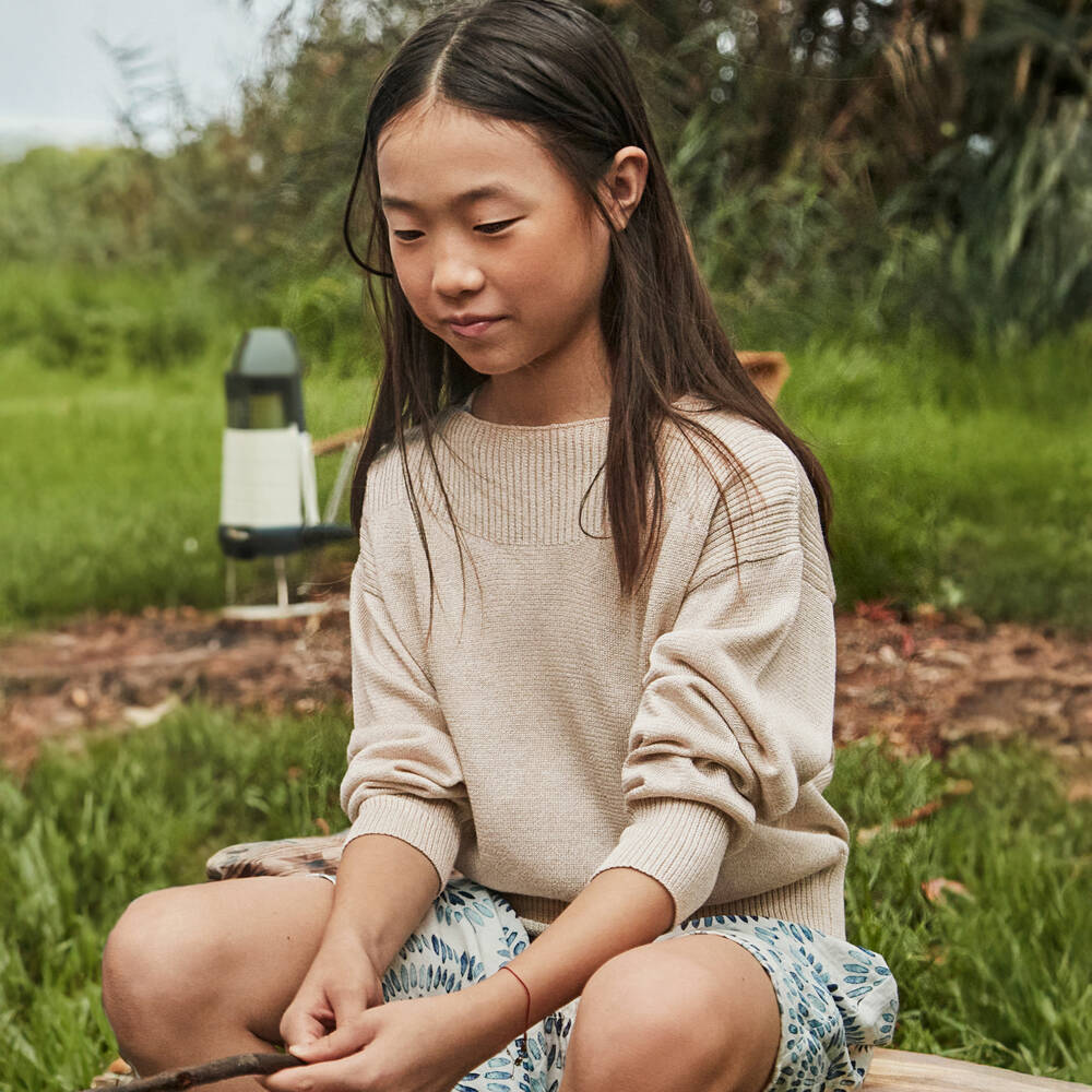 Mayoral-Girls Soft Beige Knit Pullover | Childrensalon Outlet