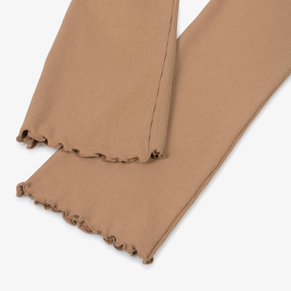 Mayoral-Girls Soft Beige Ribbed Leggings | Childrensalon Outlet