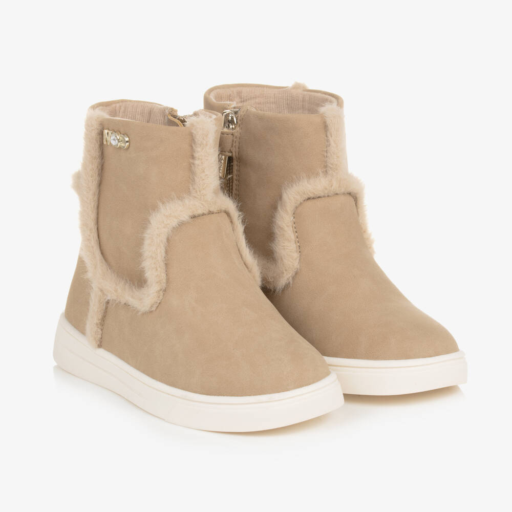 Mayoral-Girls Soft Beige Suede Boots | Childrensalon Outlet