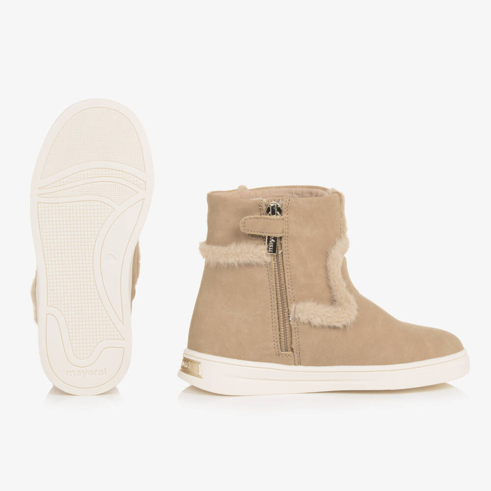 Mayoral-Girls Soft Beige Suede Boots | Childrensalon Outlet