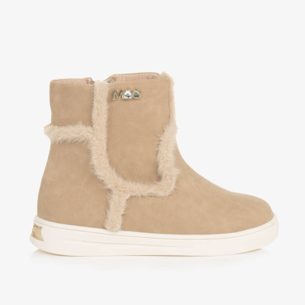 Mayoral-Girls Soft Beige Suede Boots | Childrensalon Outlet