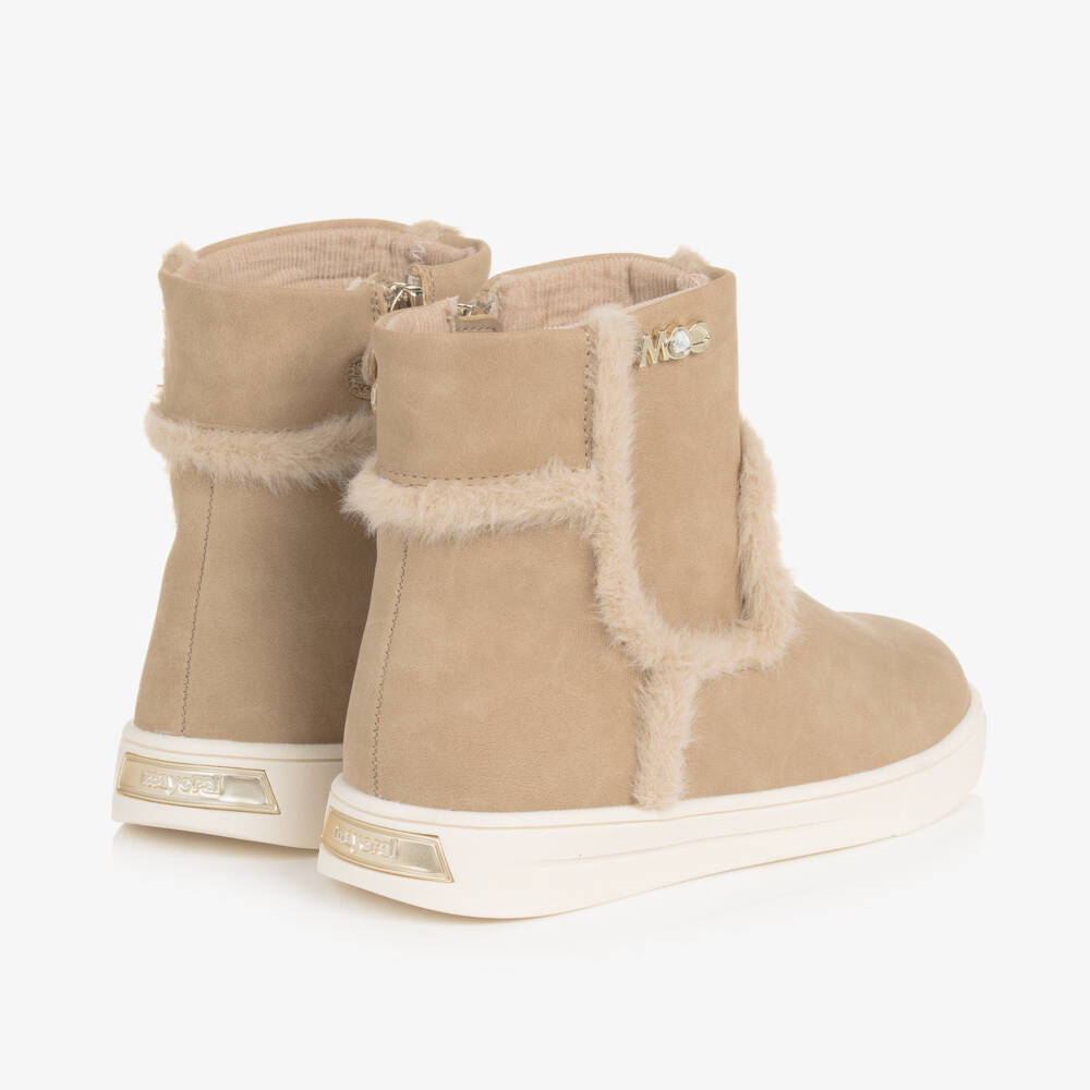 Mayoral-Girls Soft Beige Suede Boots | Childrensalon Outlet