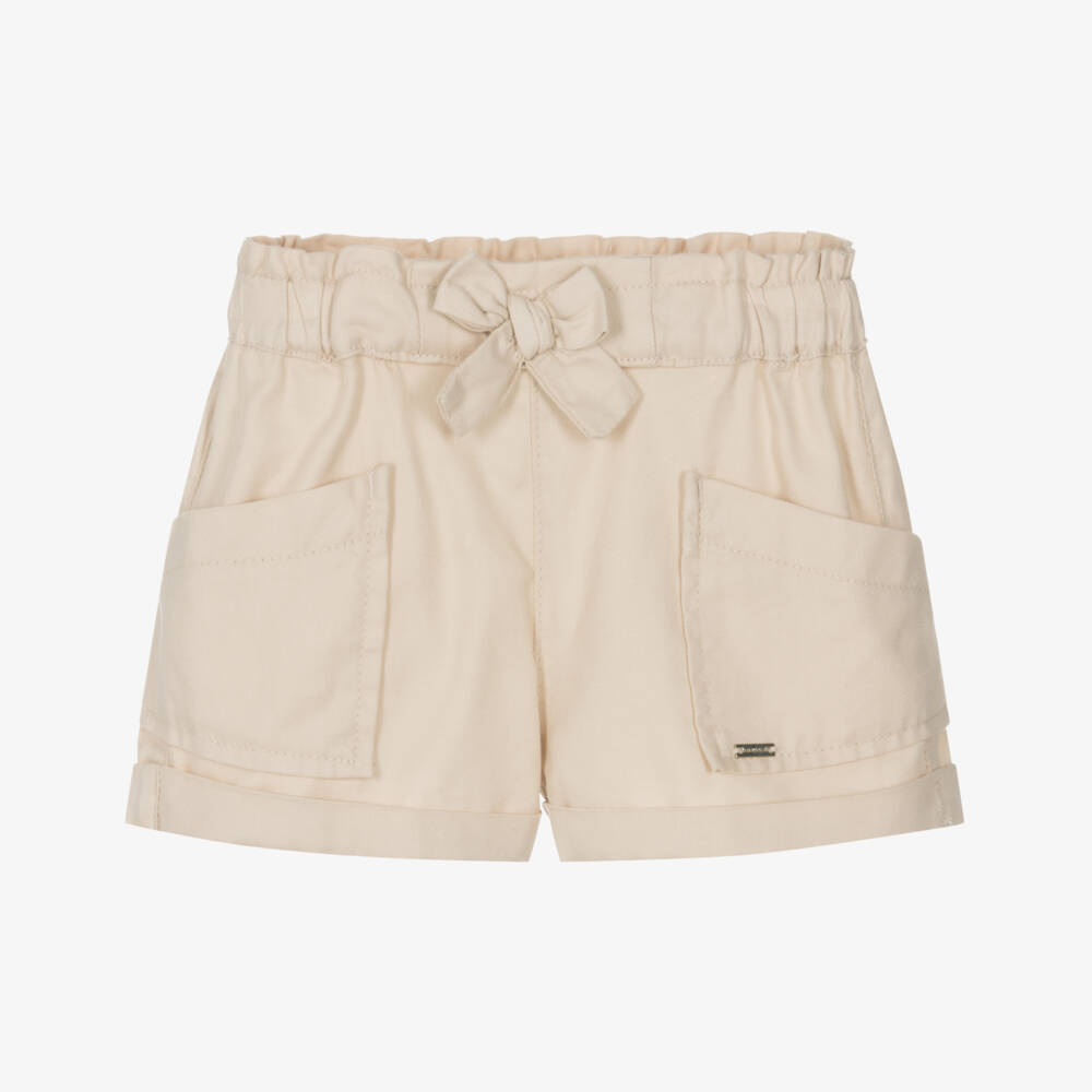 Mayoral-Girls Soft Beige Twill Shorts | Childrensalon Outlet