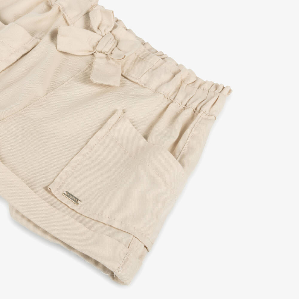 Mayoral-Girls Soft Beige Twill Shorts | Childrensalon Outlet