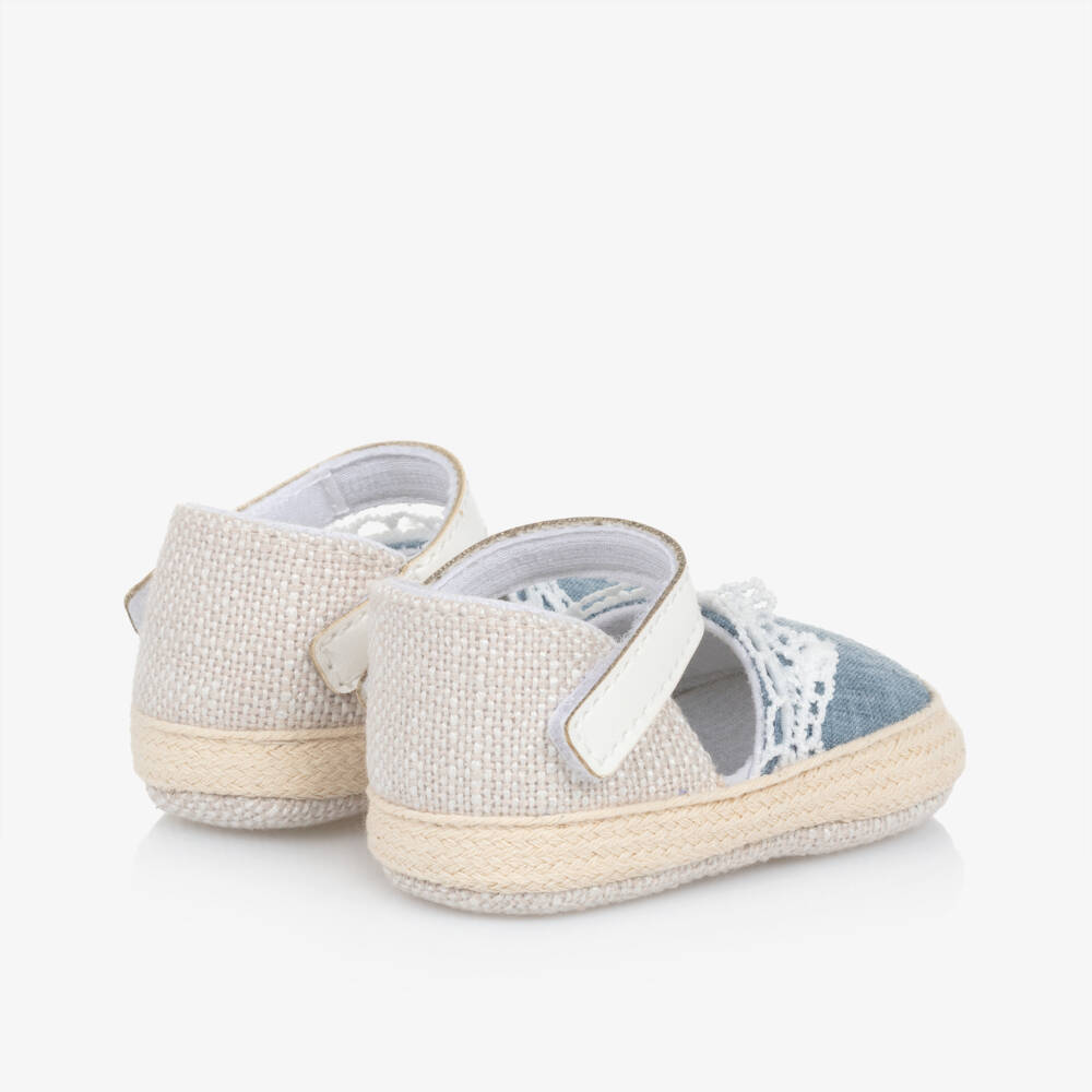 Mayoral Newborn-Girls Soft Blue Linen Pre-Walkers | Childrensalon Outlet