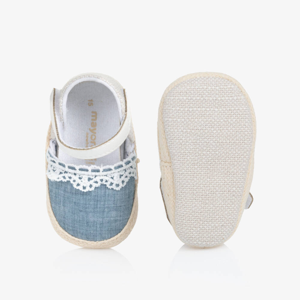 Mayoral Newborn-Girls Soft Blue Linen Pre-Walkers | Childrensalon Outlet