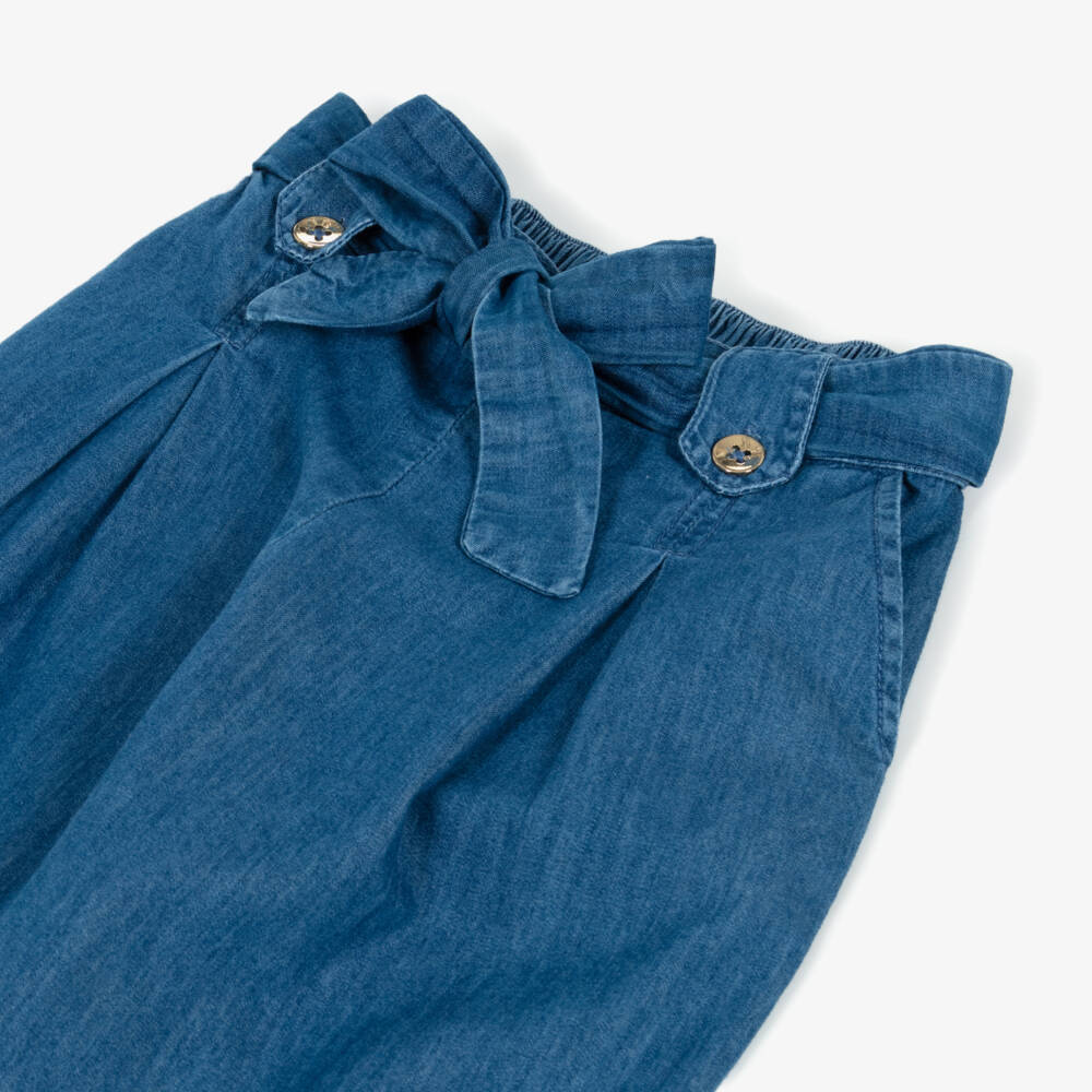 Mayoral-Girls Soft Blue Tie-Belt Pants | Childrensalon Outlet