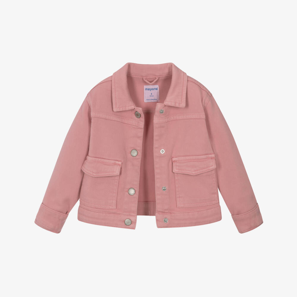 Mayoral-Girls Soft Blush Denim Coat | Childrensalon Outlet