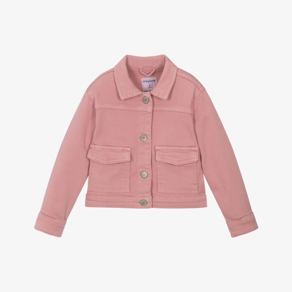 Mayoral-Мягкое розовое джинсовое пальто для девочек | Childrensalon Outlet