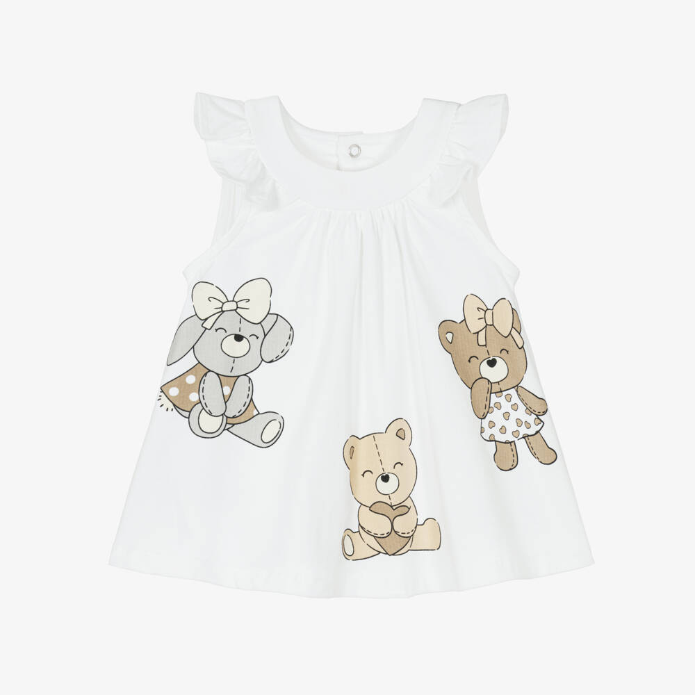 Mayoral Newborn-فستان ناعم من القطن للبنات مع تصميم دب | Childrensalon Outlet