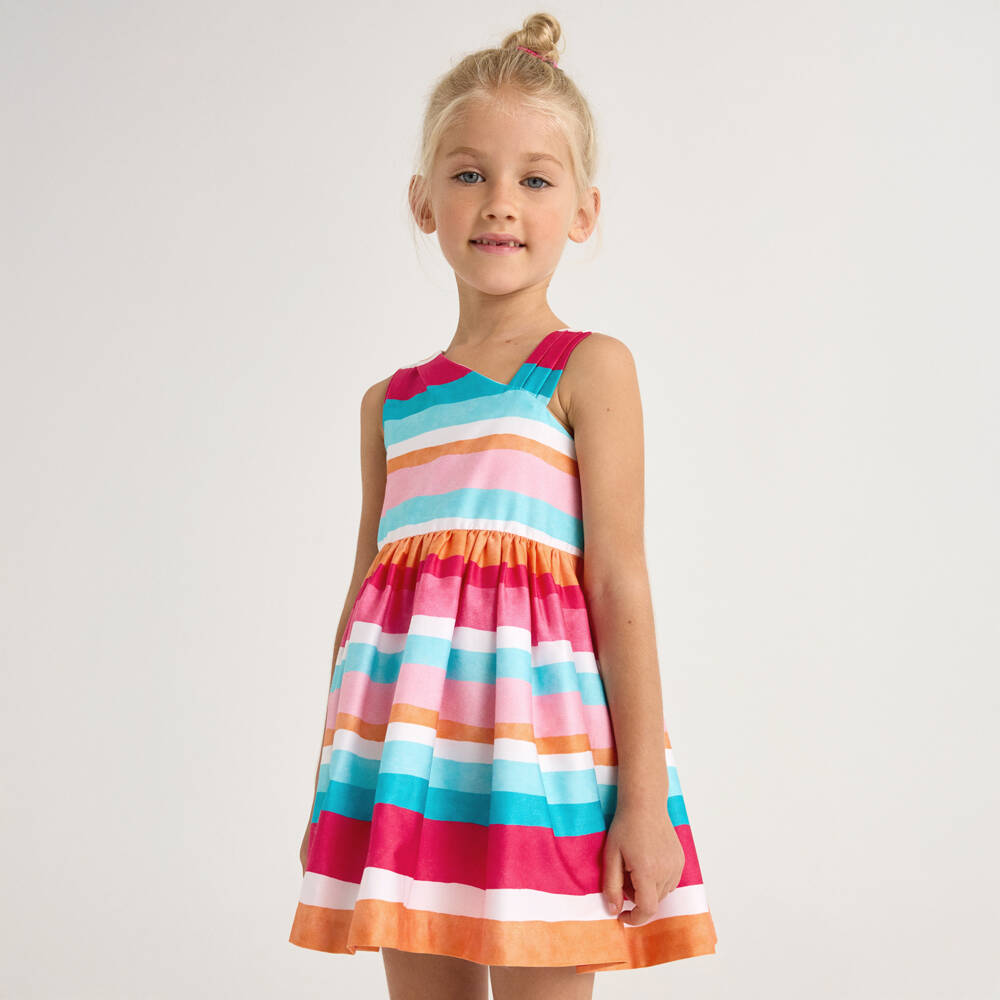 Mayoral-Girls Soft Cotton Striped Frock | Childrensalon Outlet