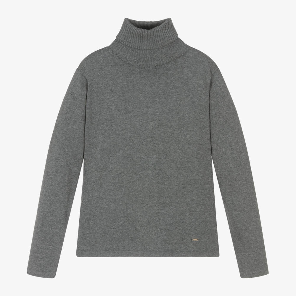 Mayoral-Girls Soft Grey Roll Neck Jumper | Childrensalon Outlet