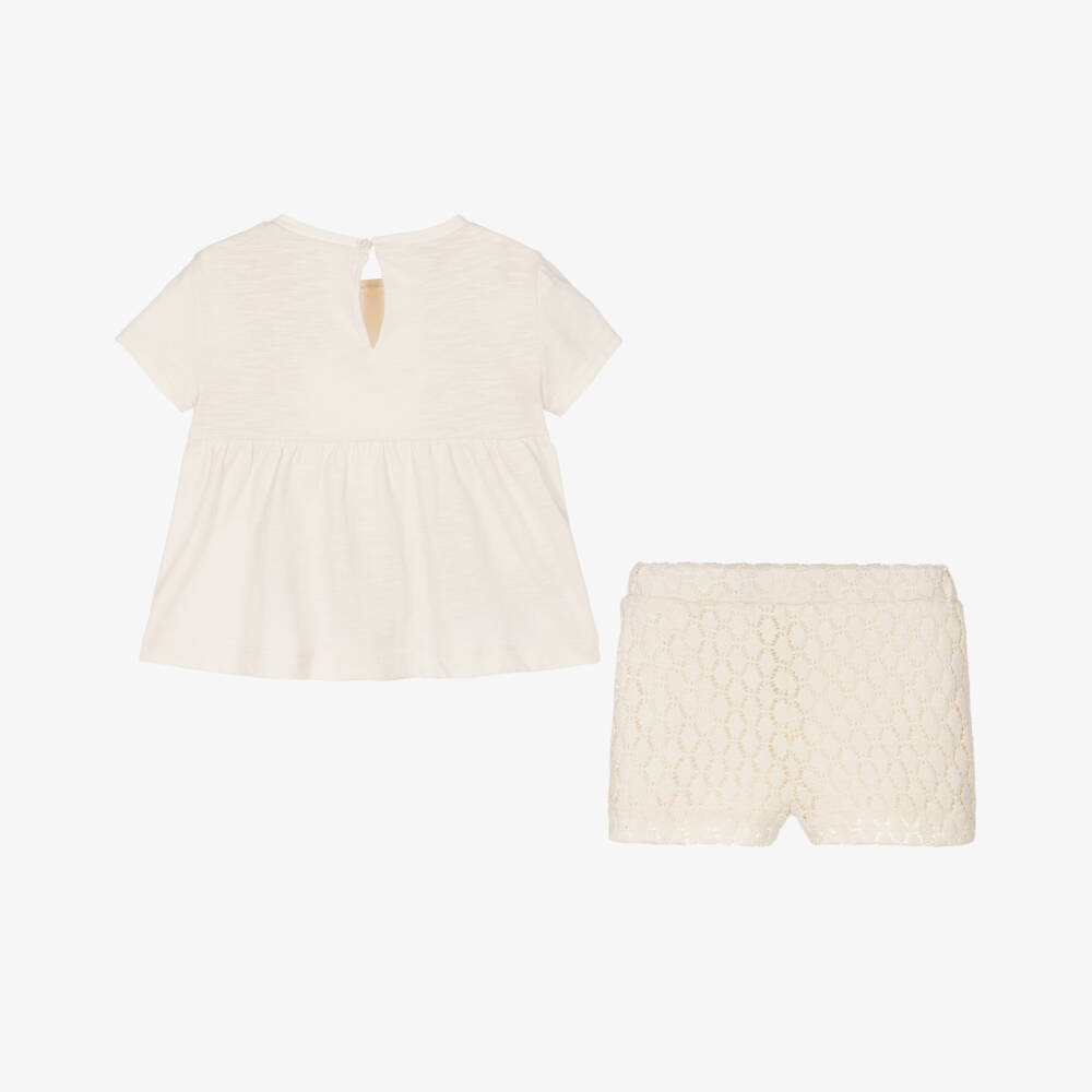 Mayoral-طقم كروشيه عاجي ناعم للبنات | Childrensalon Outlet