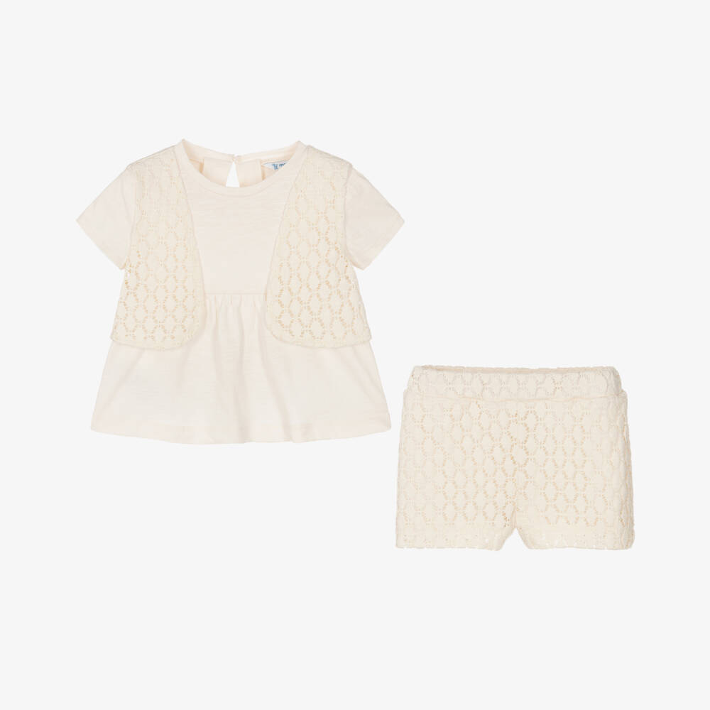 Mayoral-طقم كروشيه عاجي ناعم للبنات | Childrensalon Outlet