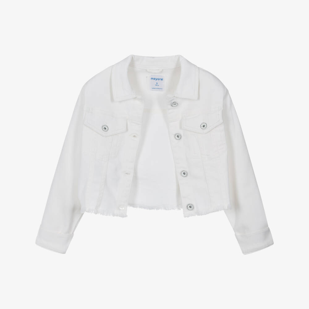 Mayoral-Кремовая джинсовая куртка для девочек | Childrensalon Outlet