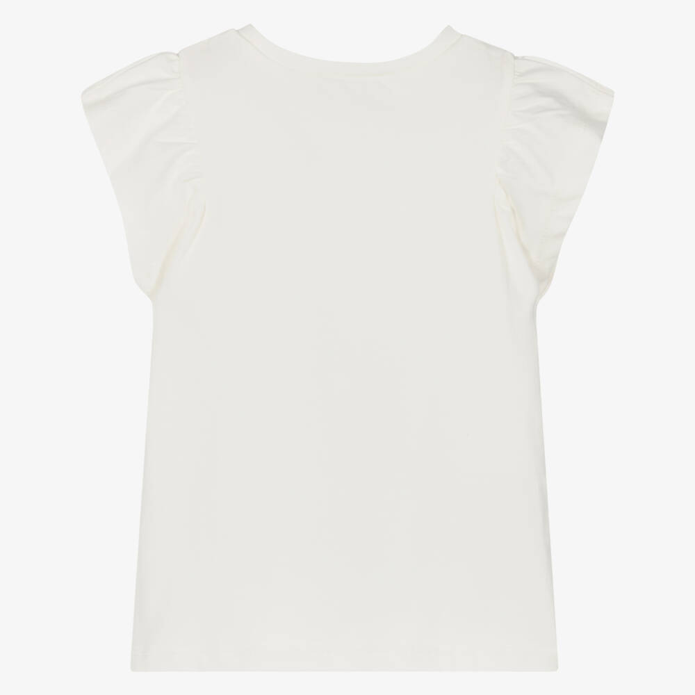 Mayoral-Girls Soft Ivory Floral Tee | Childrensalon Outlet