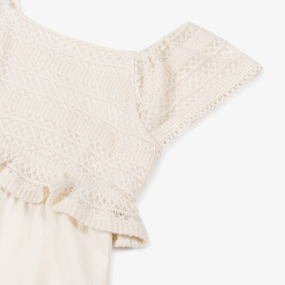 Mayoral-Girls Soft Ivory Knit Romper | Childrensalon Outlet
