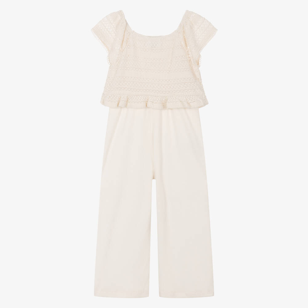 Mayoral-Girls Soft Ivory Knit Romper | Childrensalon Outlet