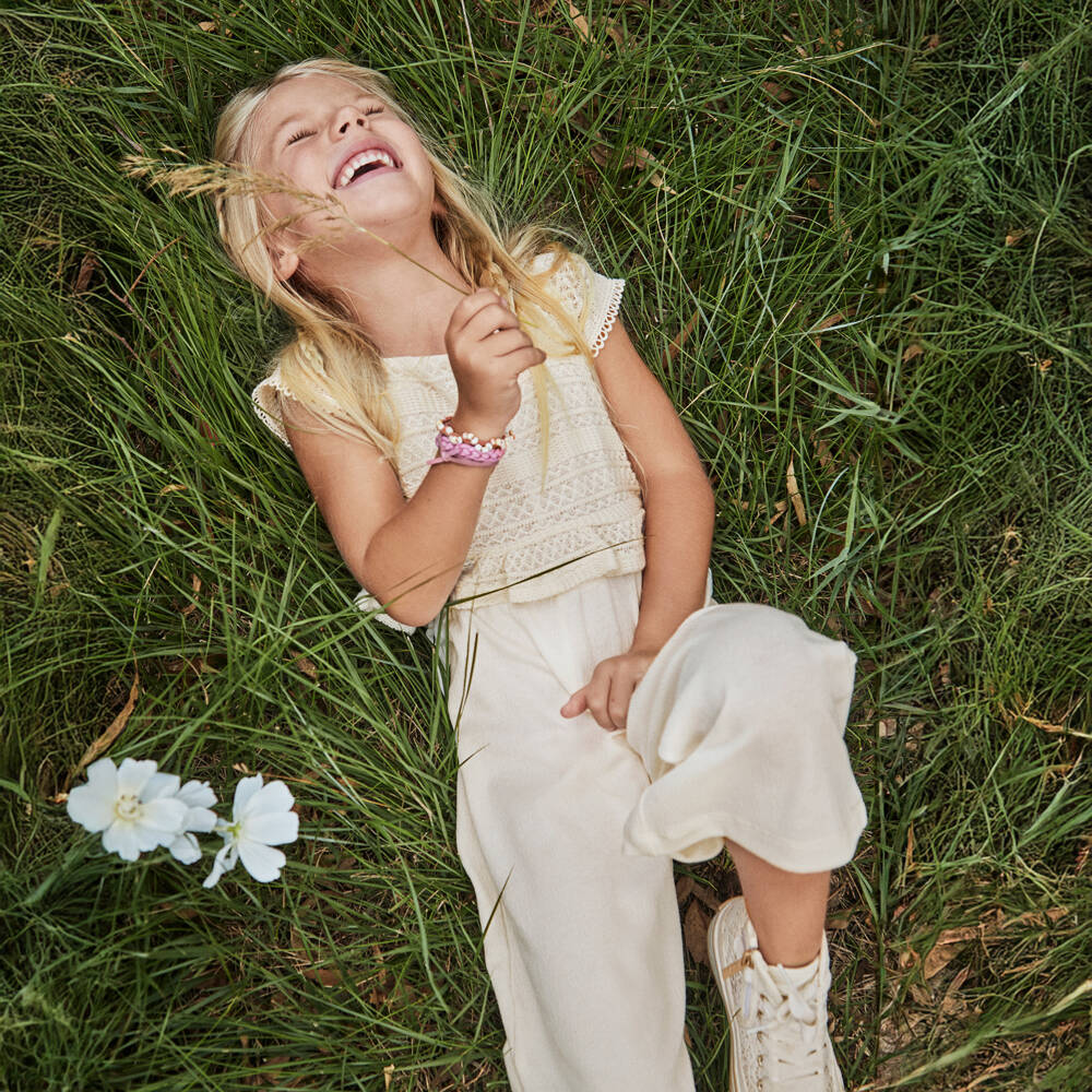 Mayoral-Girls Soft Ivory Knit Romper | Childrensalon Outlet