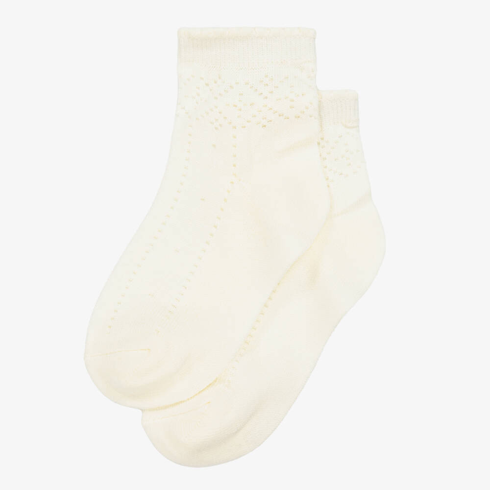 Mayoral-Girls Soft Ivory Lace Knit Socks | Childrensalon Outlet