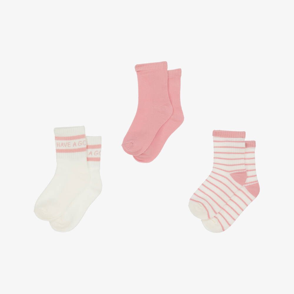 Mayoral-جوارب ناعمة للبنات بلون العاج والوردي - ثلاثية | Childrensalon Outlet