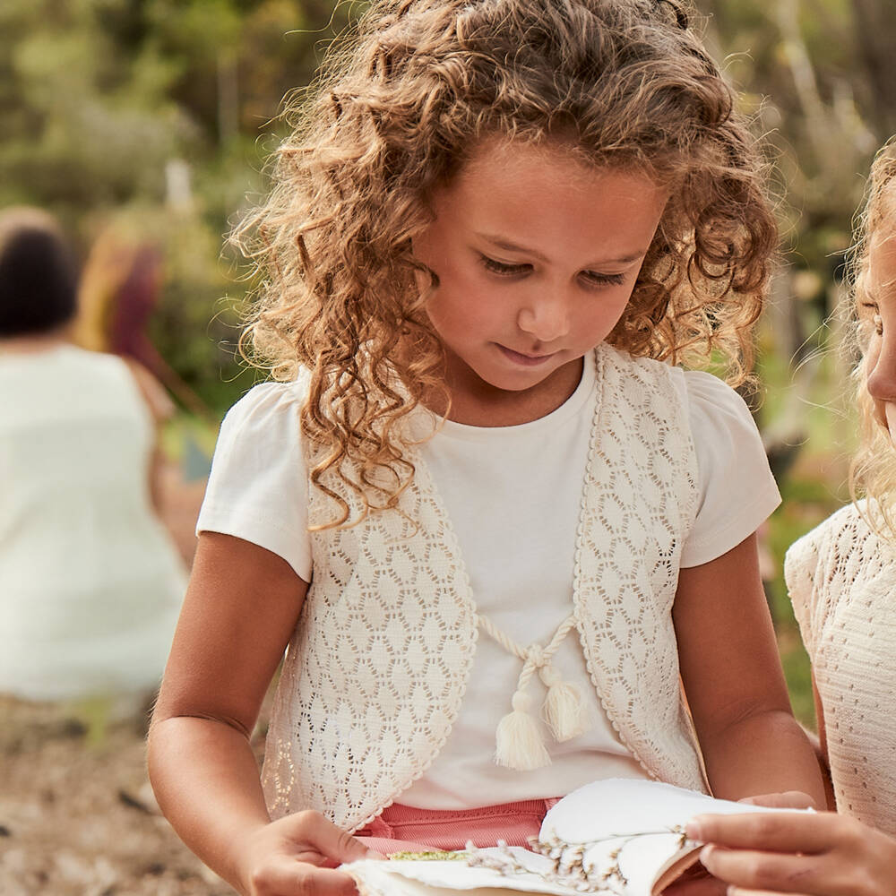 Mayoral-Girls Soft Ivory Tee & Vest | Childrensalon Outlet