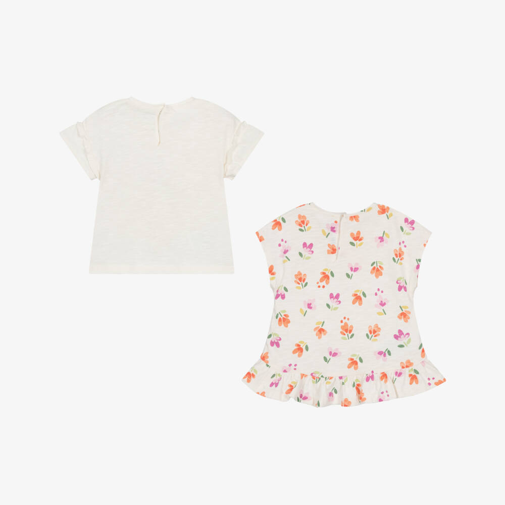 Mayoral-Girls Soft Ivory Twin Tee Set | Childrensalon Outlet