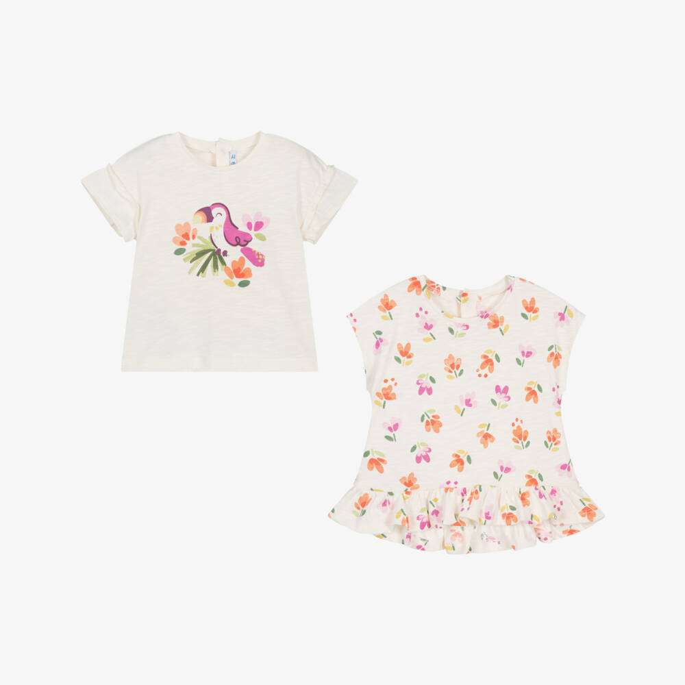 Mayoral-Мягкий кремовый комплект футболок для девочек | Childrensalon Outlet