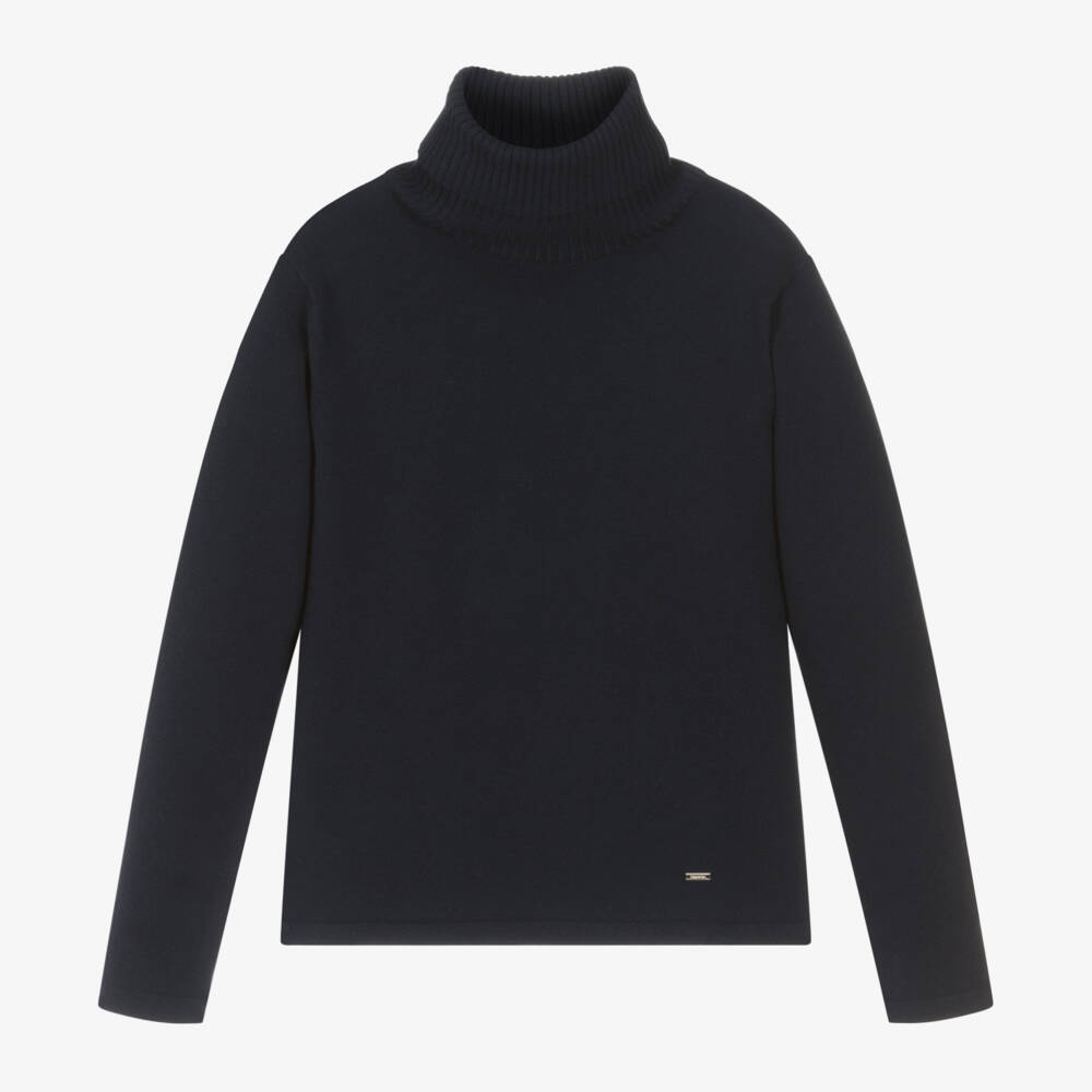 Mayoral-Girls Soft Navy Roll Neck Jumper | Childrensalon Outlet