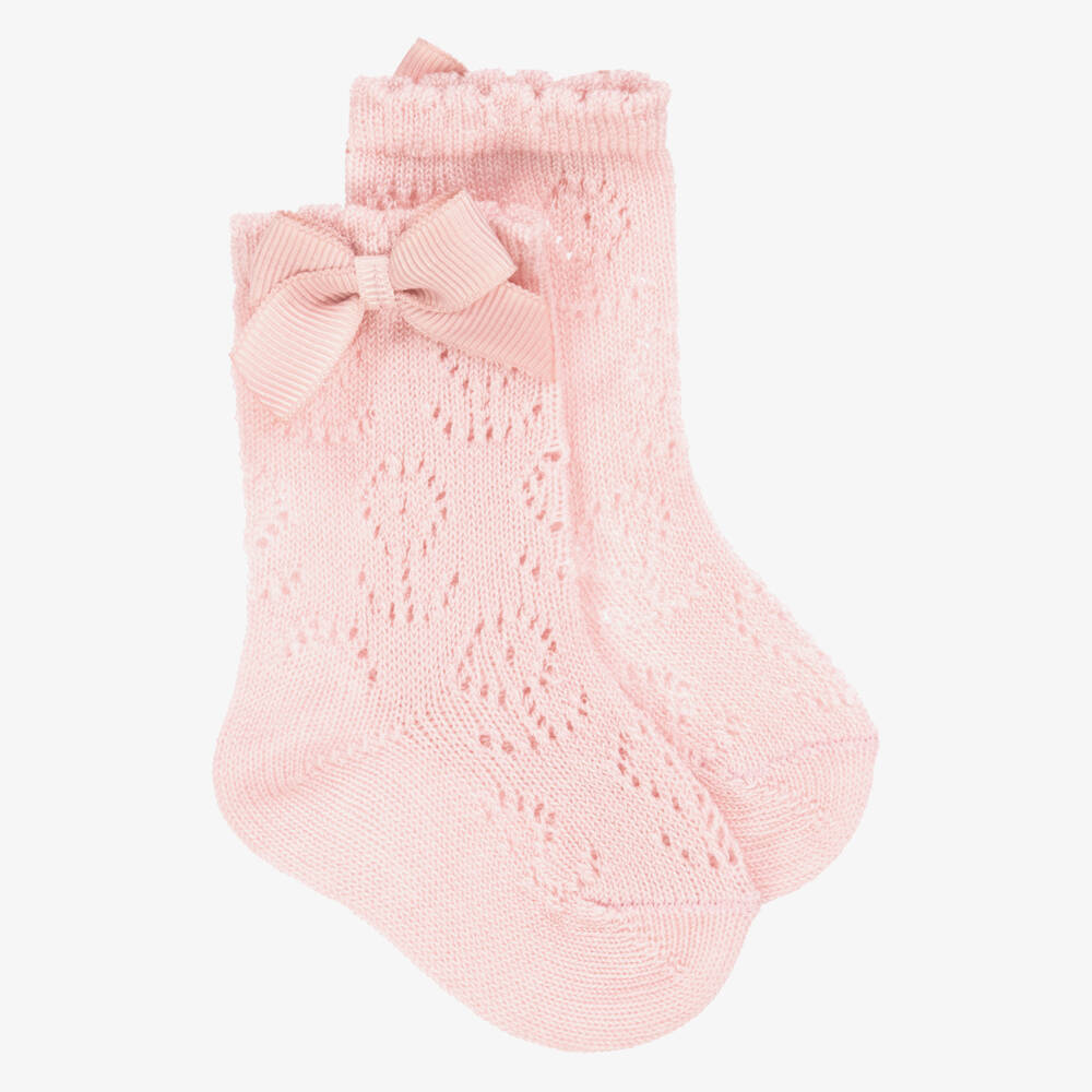 Mayoral Newborn-Girls' Soft Pink Bow Knit Socks | Childrensalon Outlet