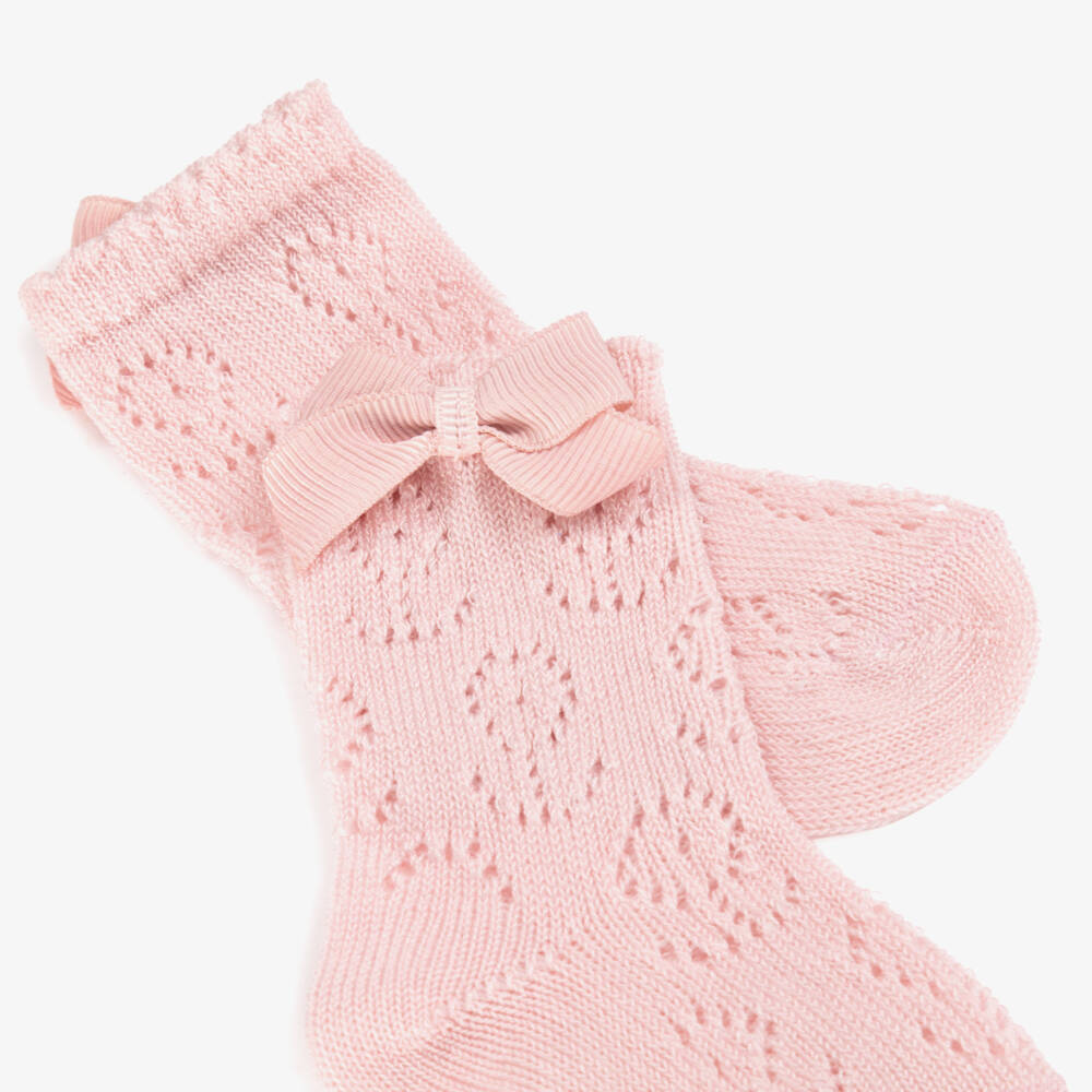 Mayoral Newborn-Girls' Soft Pink Bow Knit Socks | Childrensalon Outlet