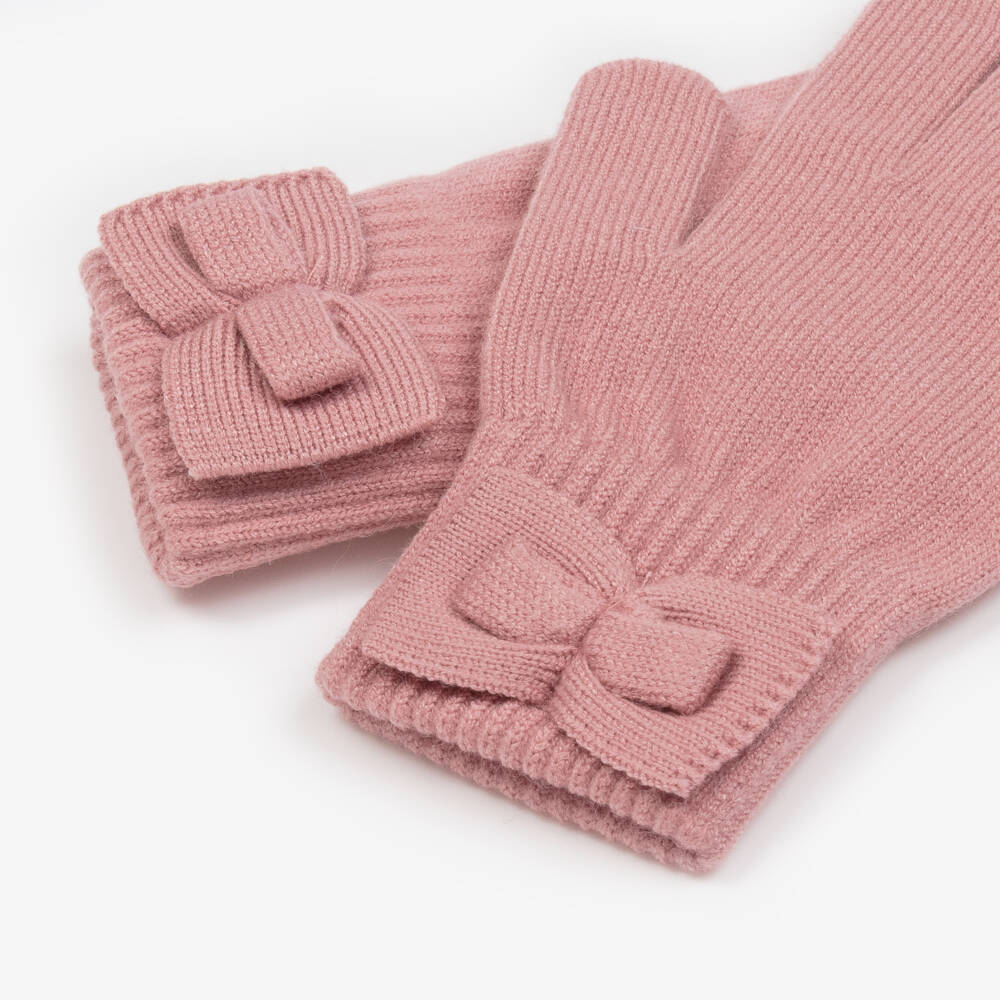 Mayoral-Girls Soft Pink Bow Mittens | Childrensalon Outlet